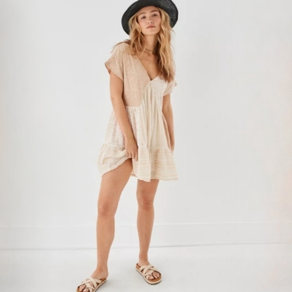 AE Patchwork Swing Dress Size Large Boho Flowy - image 5